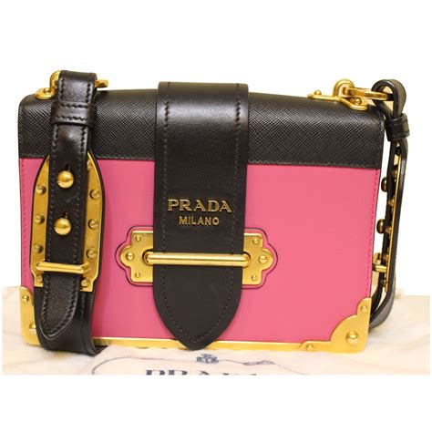 Prada City Calf Black Saffiano Leather Cahier Shoulder Bag